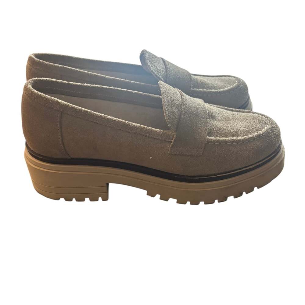 Cordani Calzature Taupe Suede Penny Loafer EU 38 Lug Sole Made in Spain